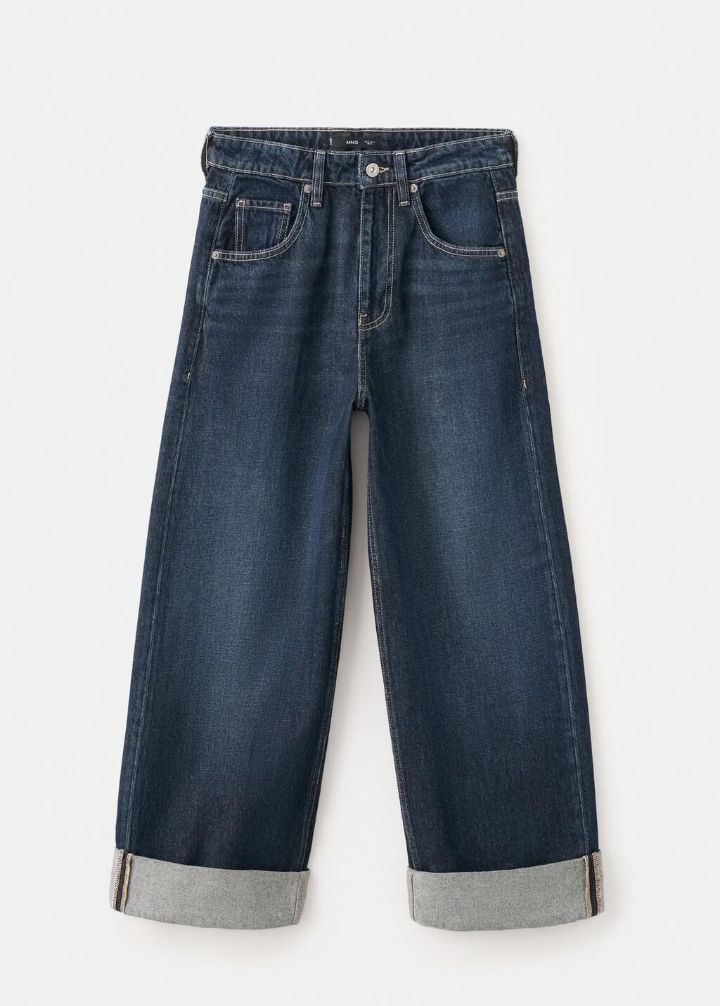 Blue Wide Leg Jeans With Turn-Up Hem, 0201_TS, large image number 7
