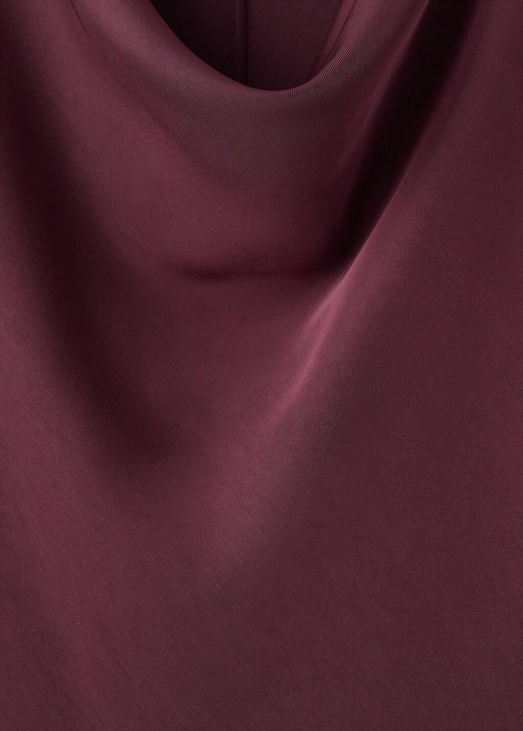 Red Long Dress With Draped Neck, Dark Red, medium