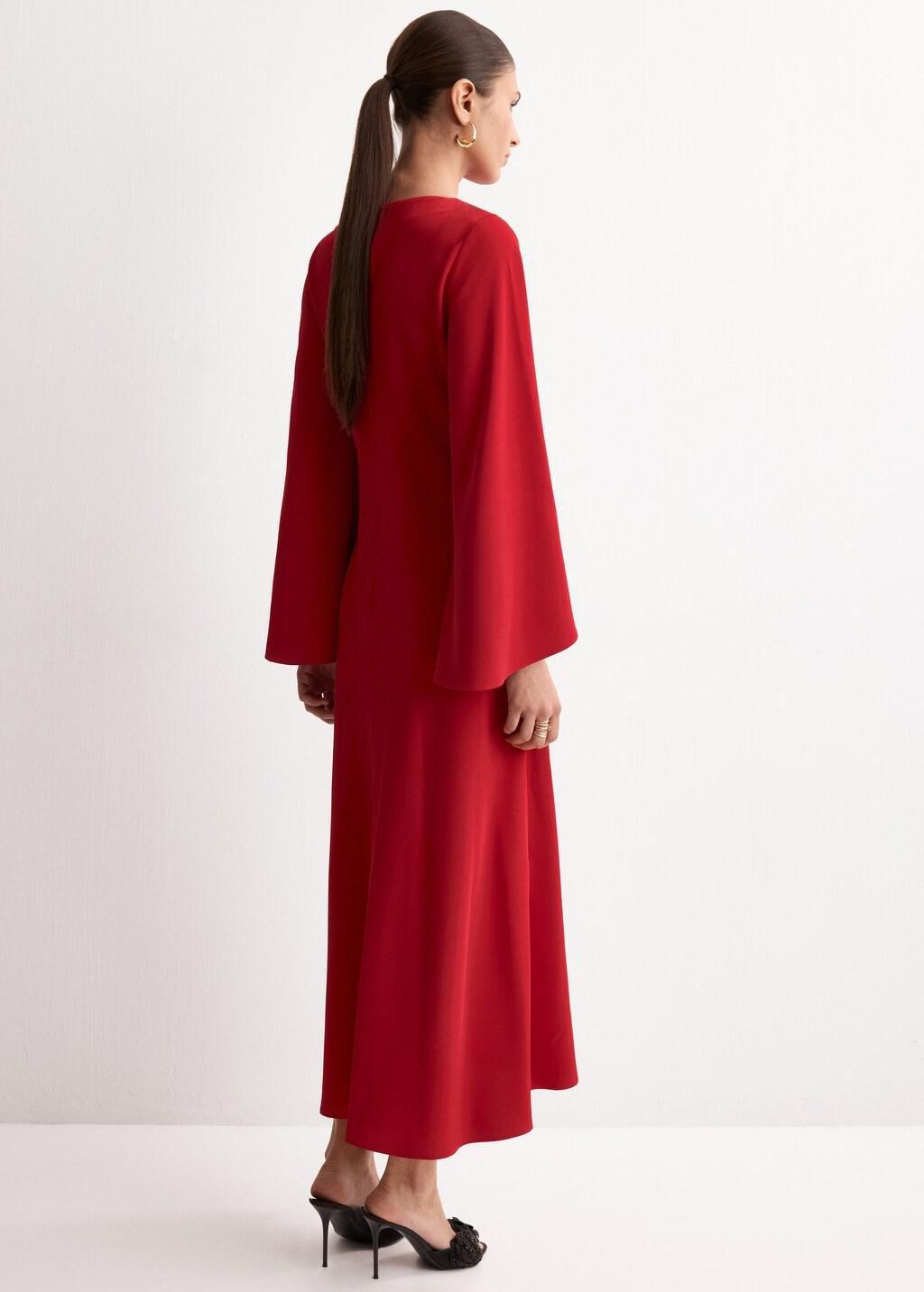 Red Flared Midi-Dress, Red, medium