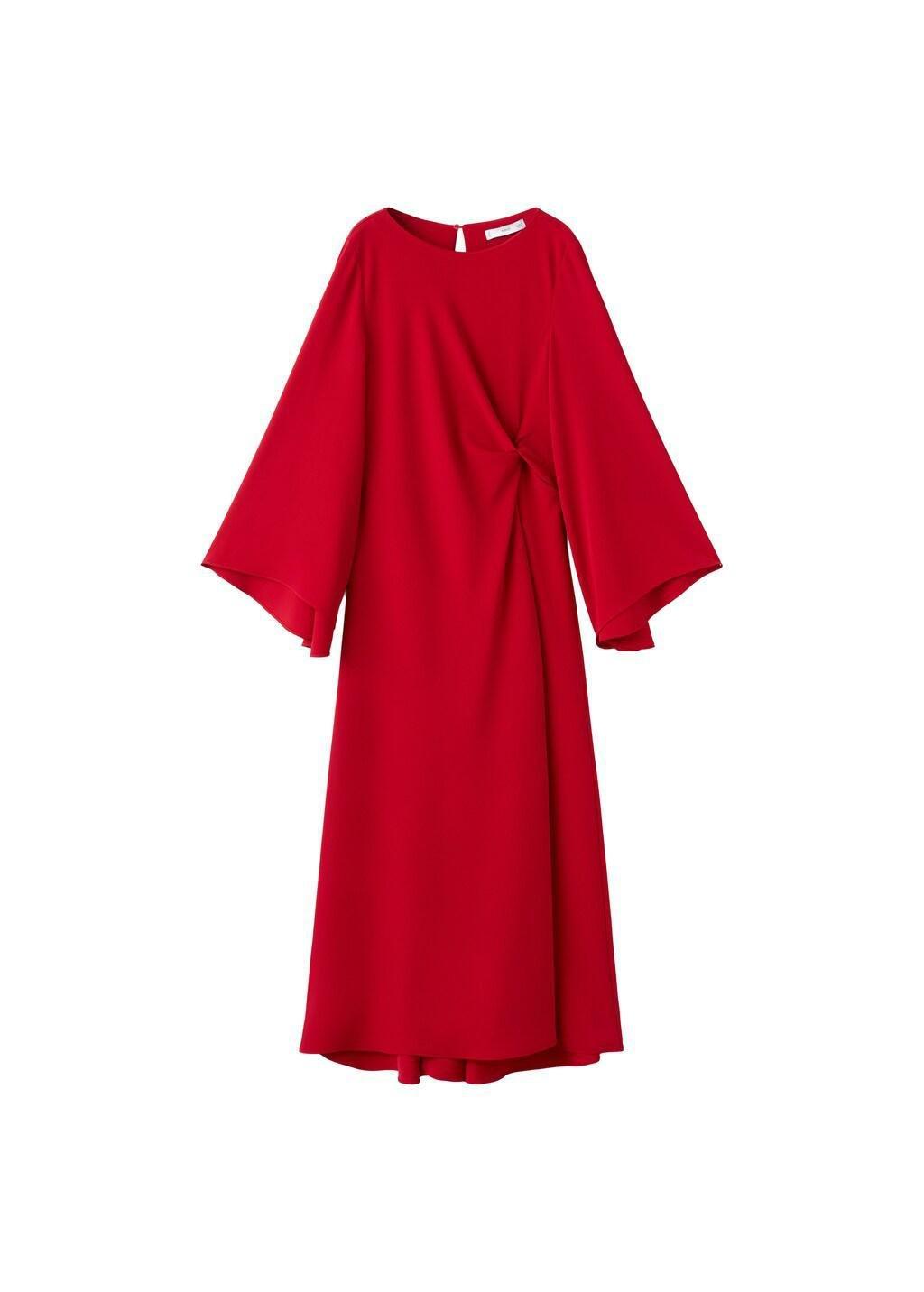 Red Flared Midi-Dress, Red, large image number 6