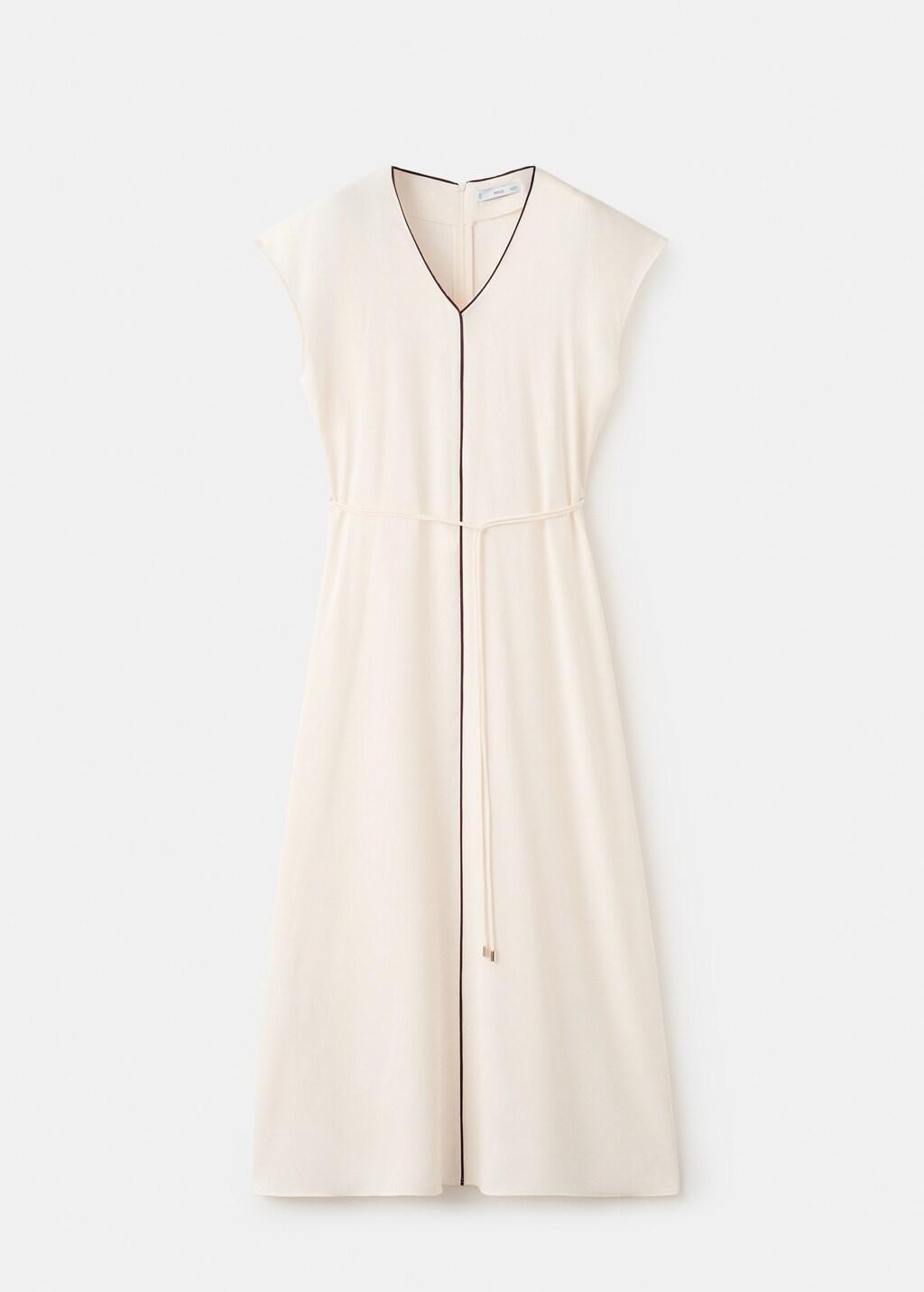 Beige Belt Detail Dress, Light Beige, large image number 7