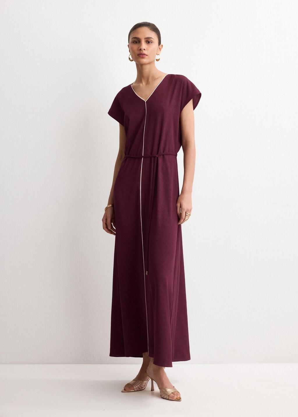 Red Belt Detail Dress, Dark Red, large image number 0