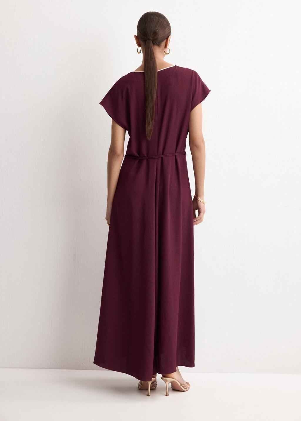 Red Belt Detail Dress, Dark Red, large image number 2