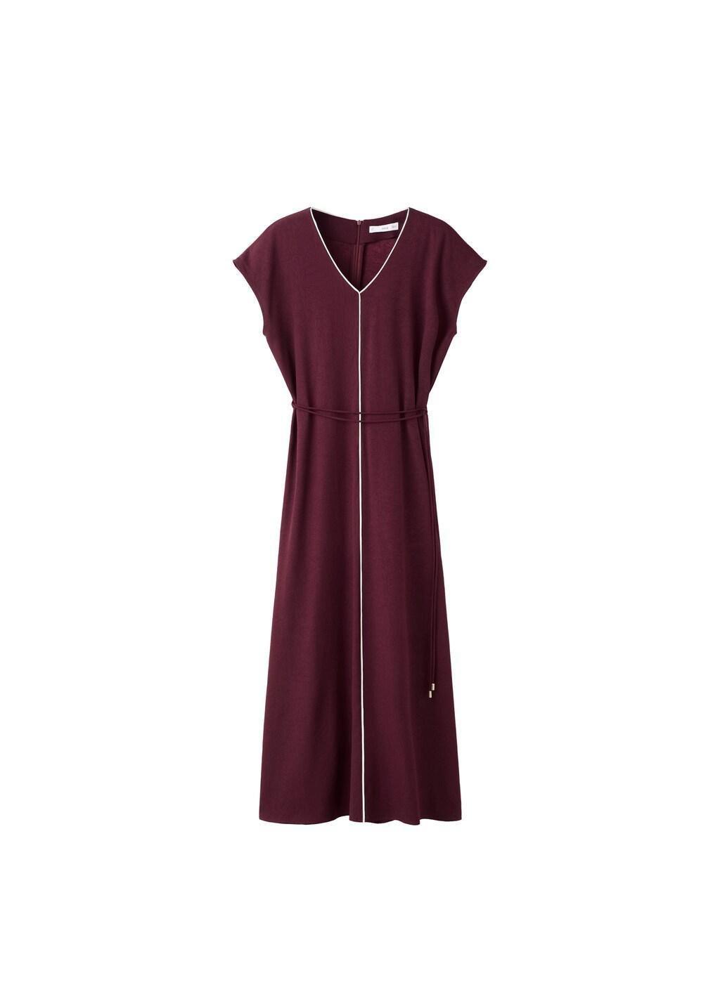 Red Belt Detail Dress, Dark Red, large image number 6