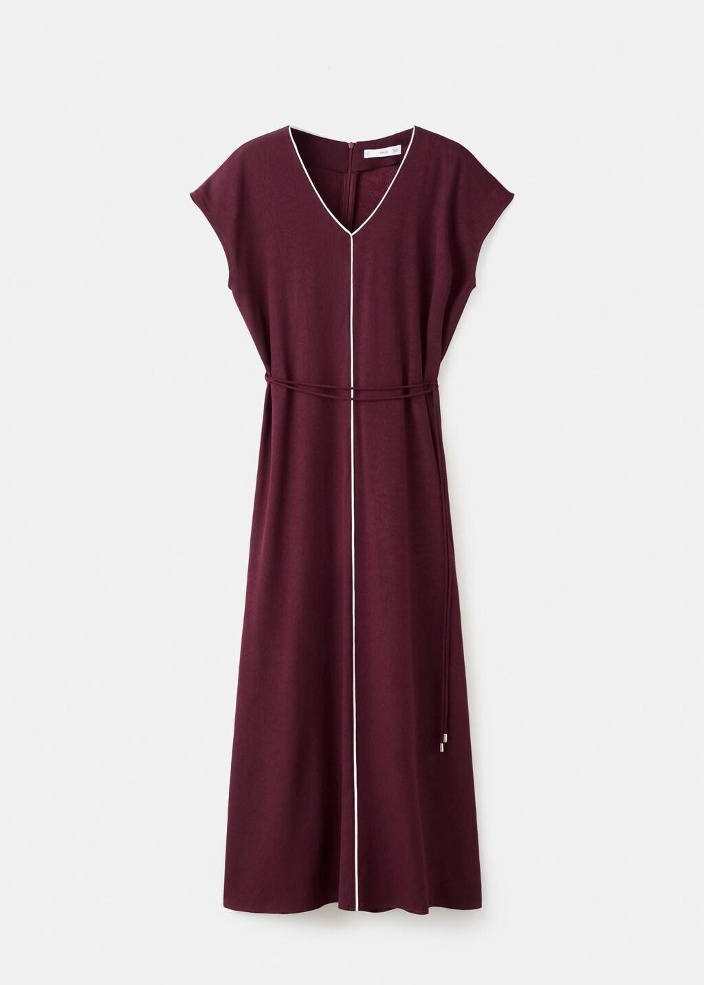 Red Belt Detail Dress, Dark Red, large image number 7