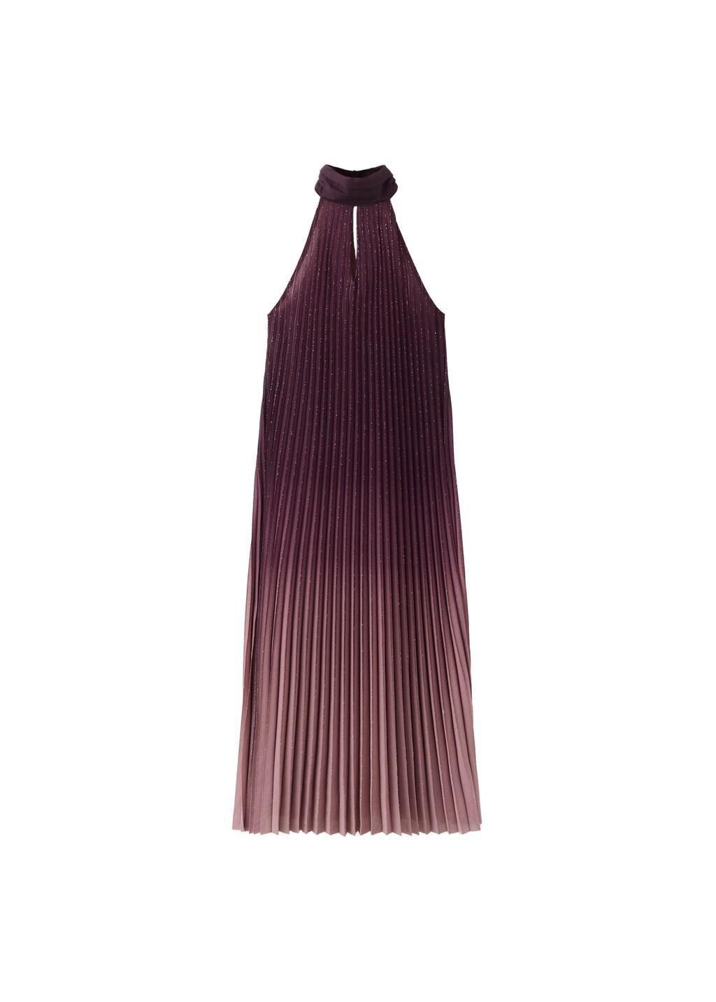 Purple Lt Pastel Pleated Halter Neck Dress, Light-Pastel Purple, large image number 7