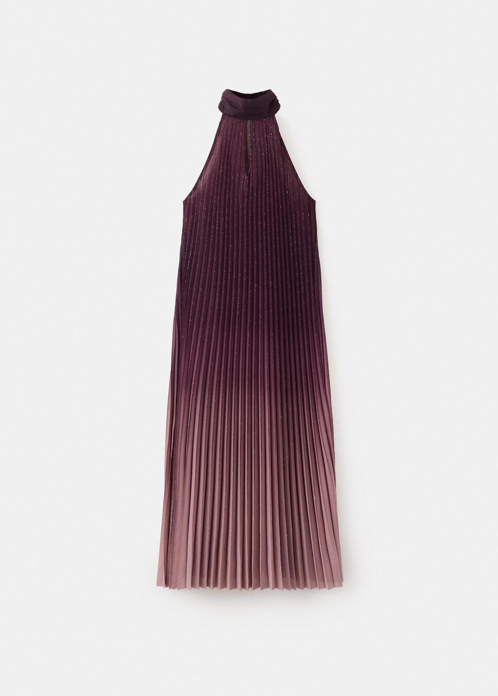 Purple Lt Pastel Pleated Halter Neck Dress, Light-Pastel Purple, large image number 8