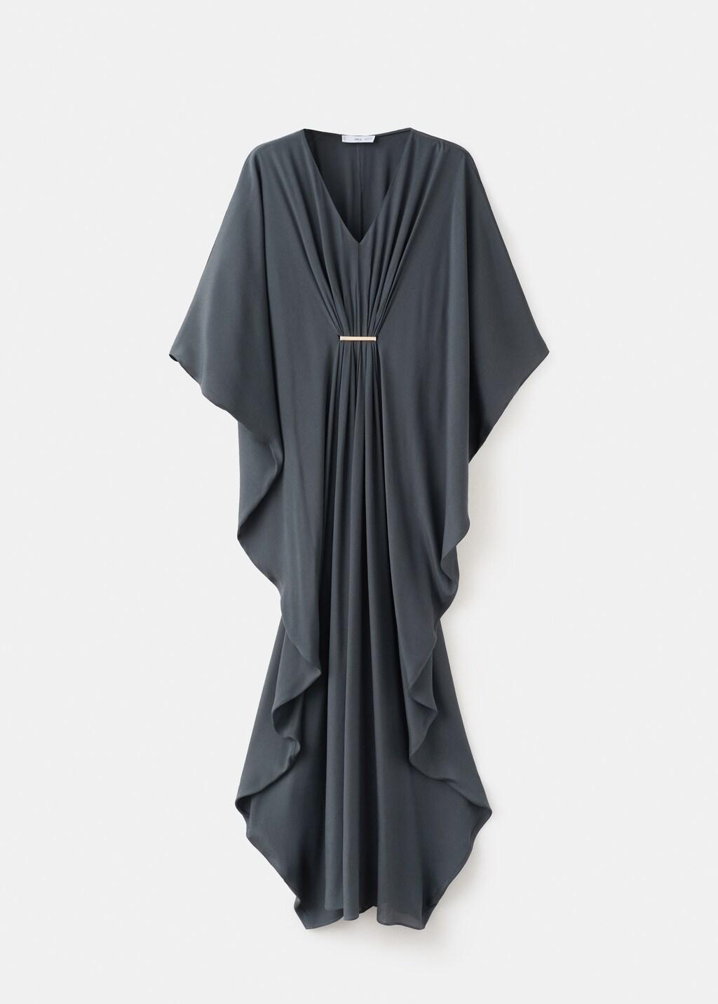 Red Draped Dress With Three-Quarter Length Sleeves, 0201_95, large image number 8