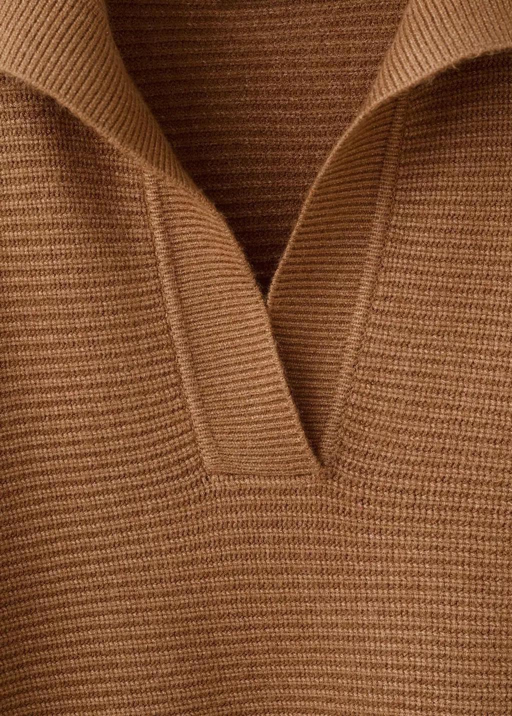 Brown V-Neck Knit Sweater, 0201_31, large image number 1