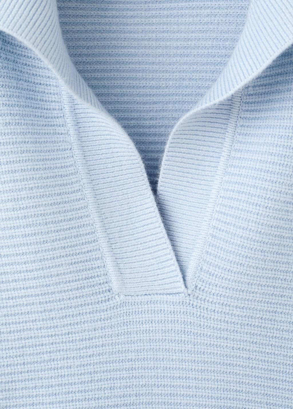 Blue V-Neck Knit Sweater, 0201_50, large image number 1