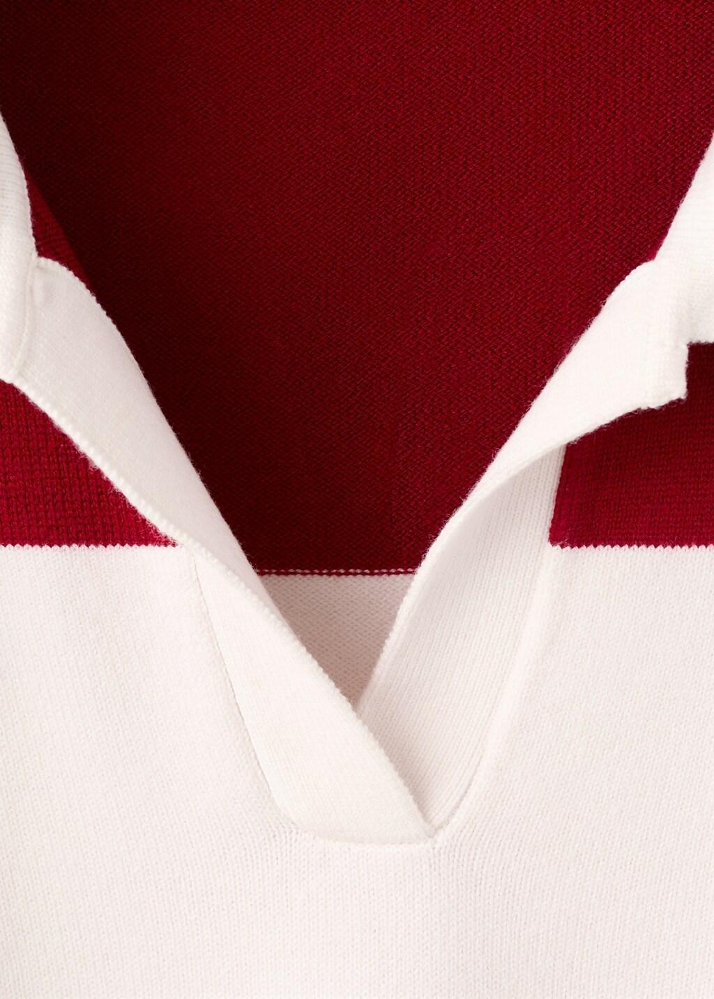 Red Striped Polo-Neck Sweater, 0201_70, large image number 1