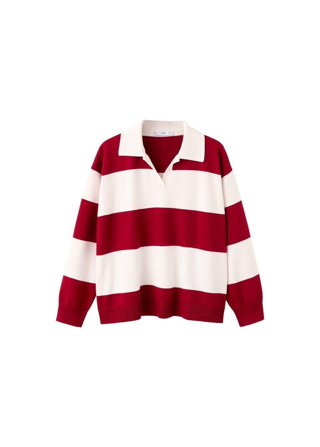Red Striped Polo-Neck Sweater, 0201_70, large image number 7