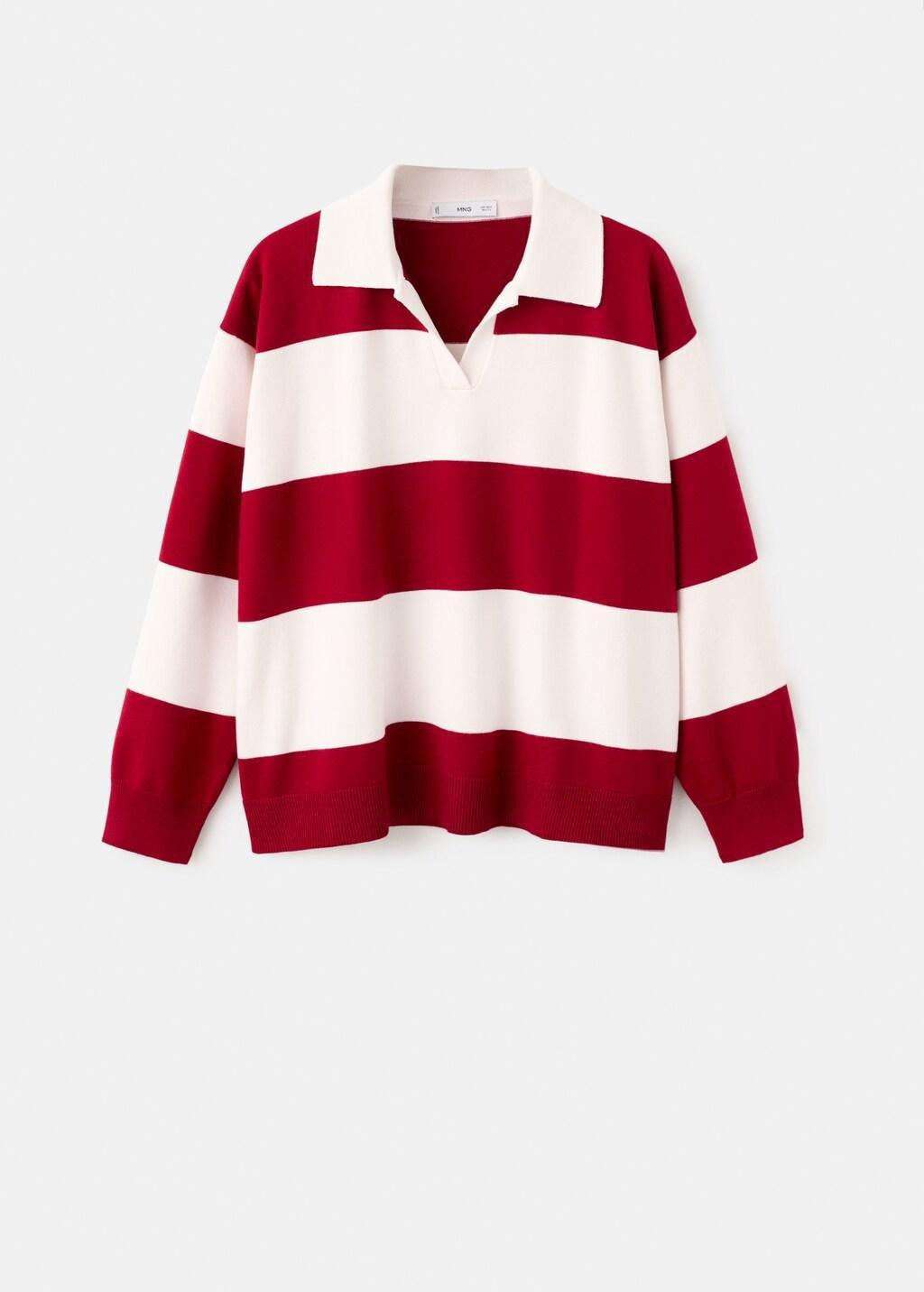 Red Striped Polo-Neck Sweater, 0201_70, large image number 8
