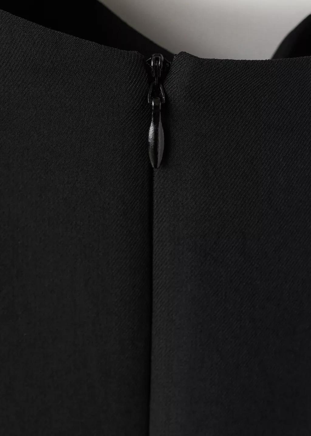 Black Short Asymmetrical Sleeve Dress, Black, large image number 5