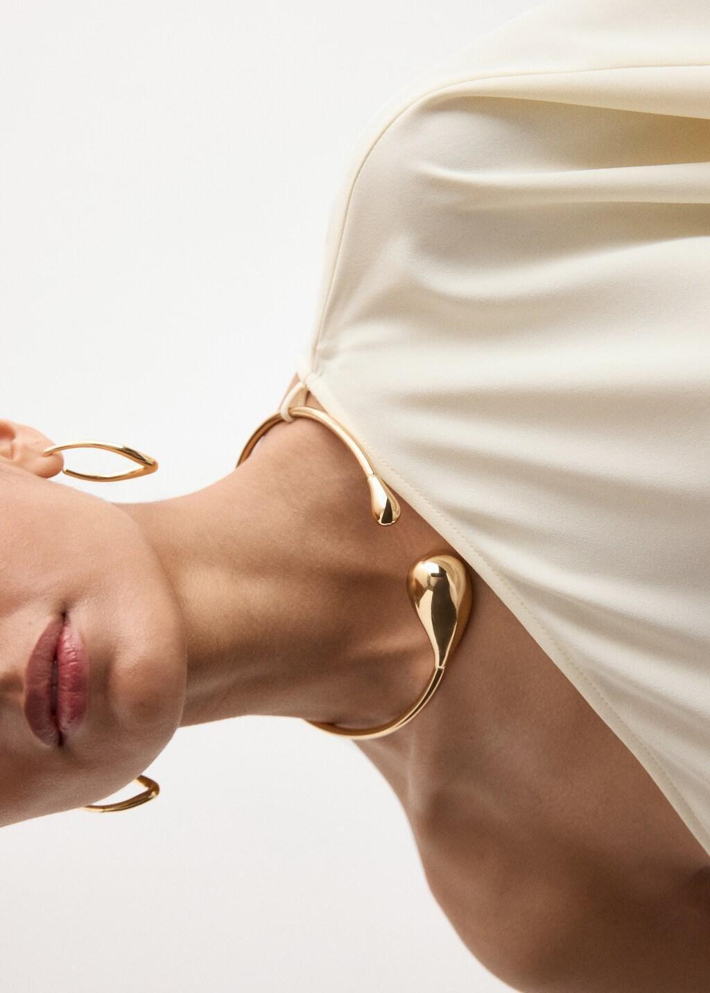 Beige Collared Dress With Puff Sleeves, 0201_05, large image number 4