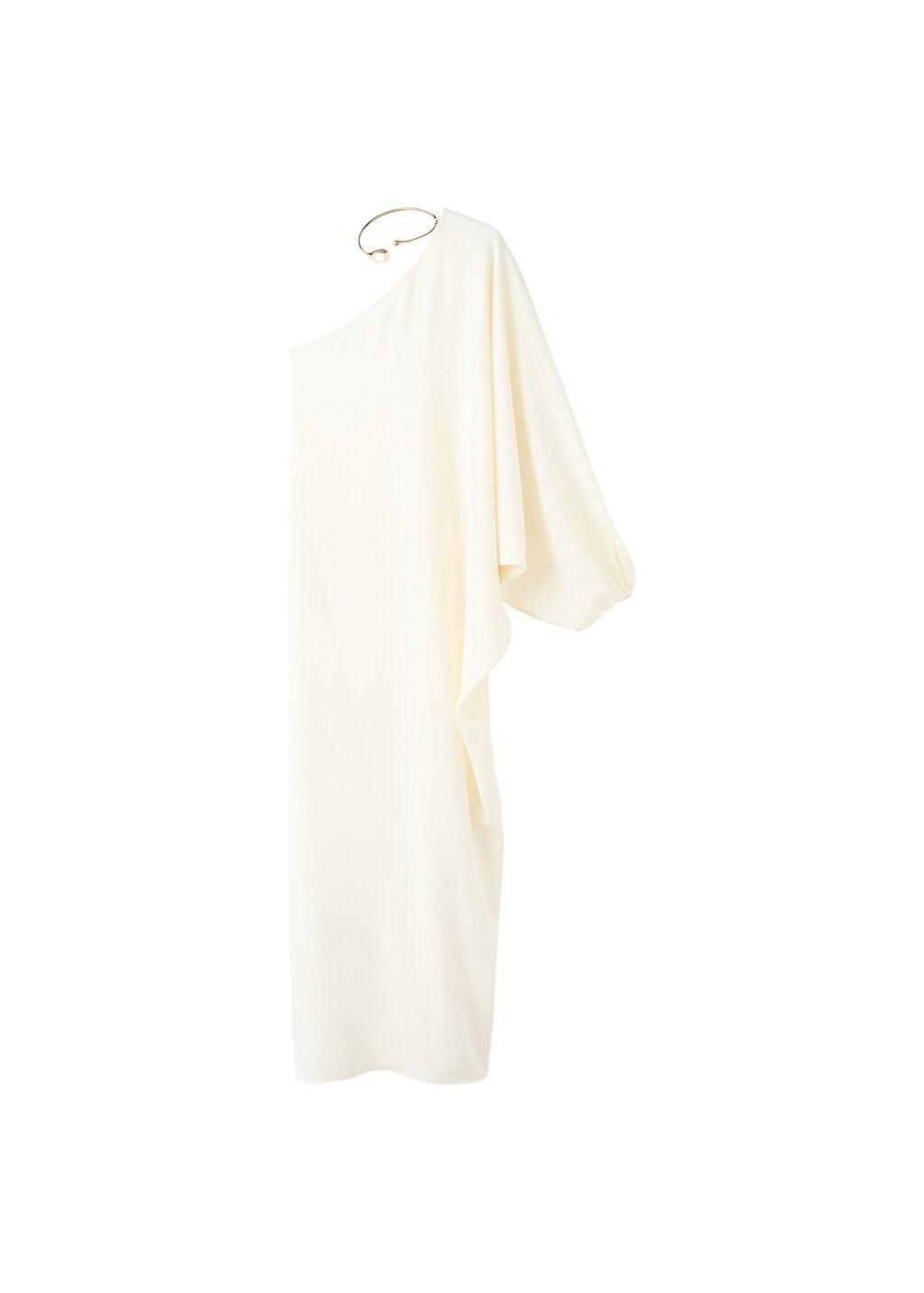 Beige Collared Dress With Puff Sleeves, 0201_05, large image number 7