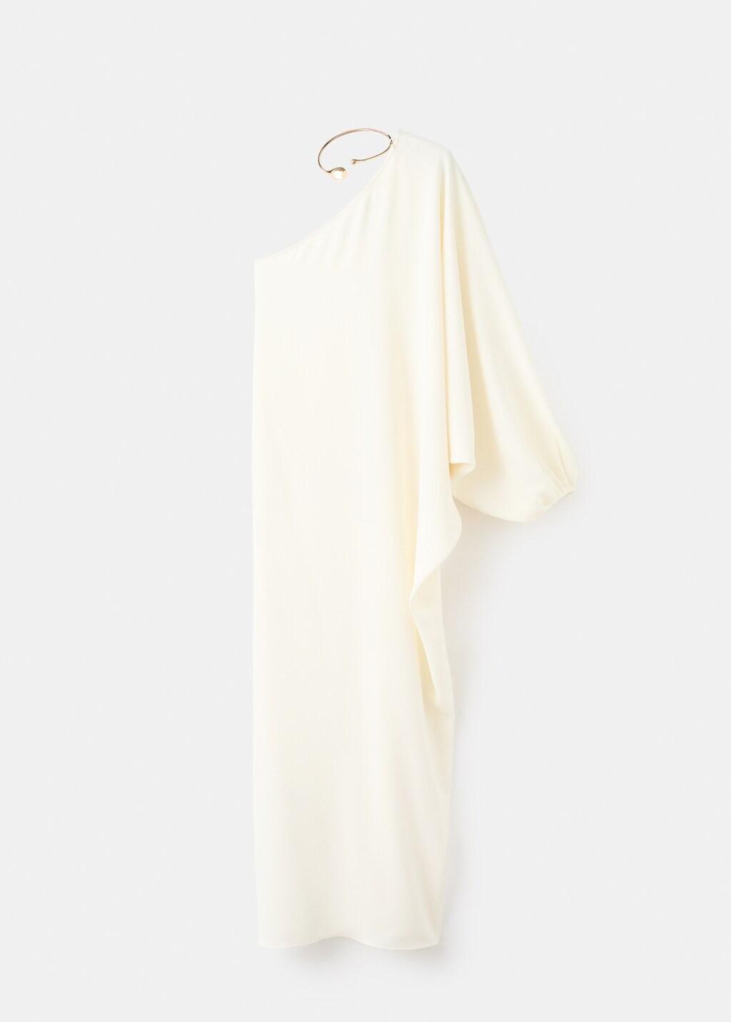 Beige Collared Dress With Puff Sleeves, 0201_05, large image number 8