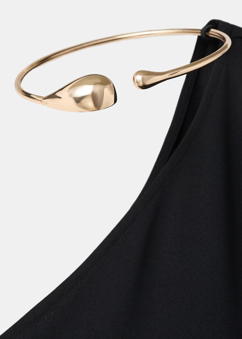 Black Collared Dress With Puff Sleeves, Black, medium