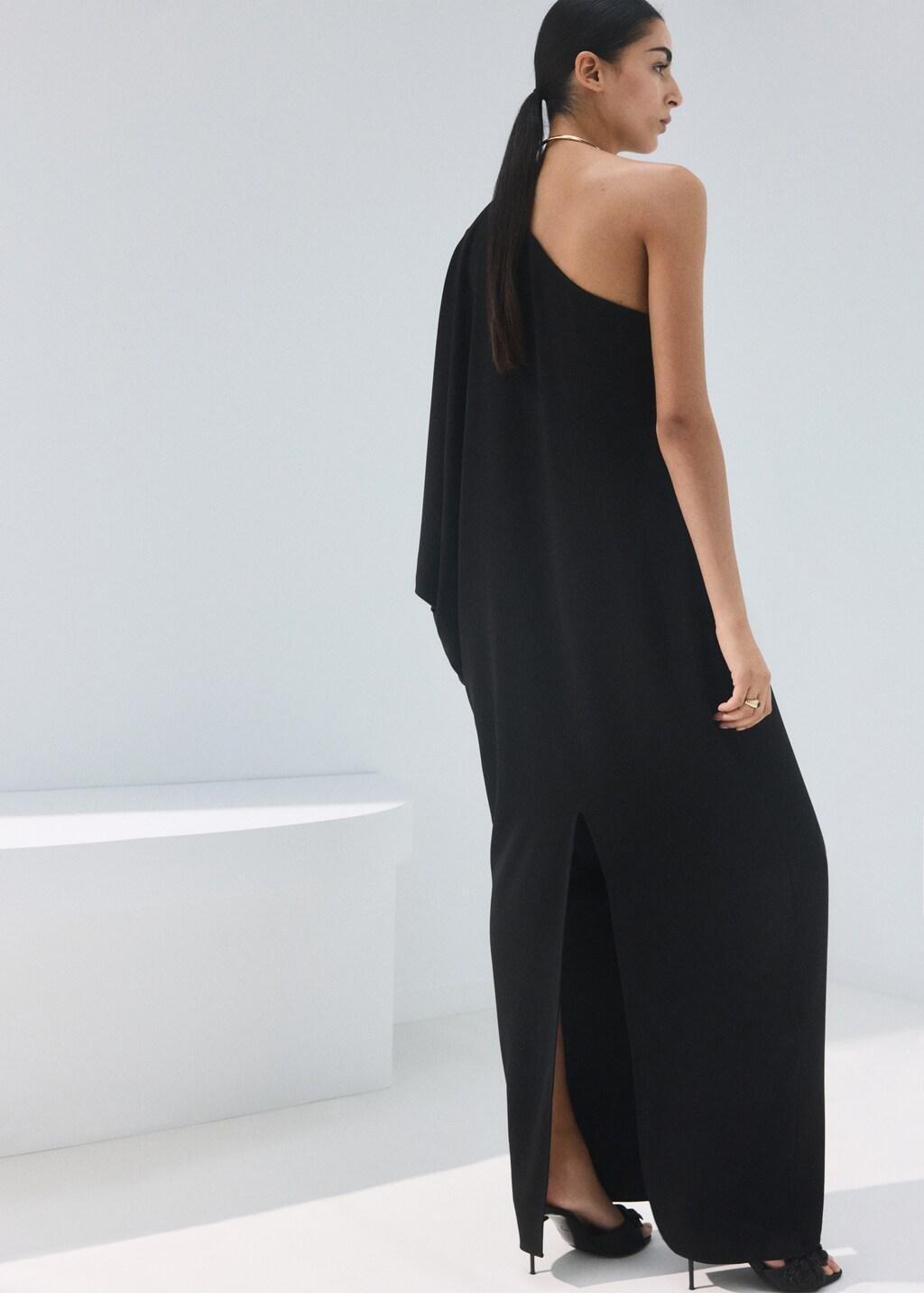 Black Collared Dress With Puff Sleeves, 0201_99, large image number 2