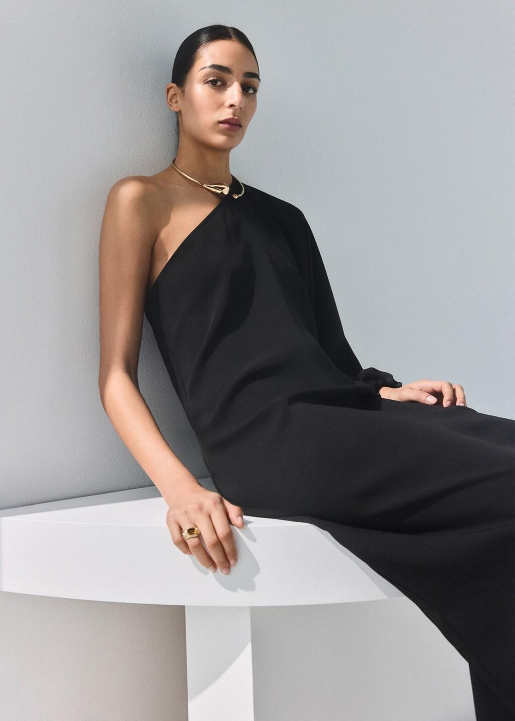 Black Collared Dress With Puff Sleeves, 0201_99, large image number 3