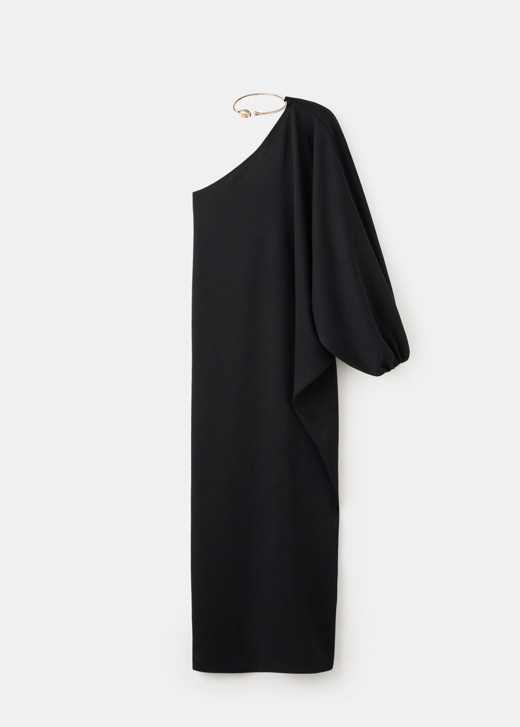 Black Collared Dress With Puff Sleeves, 0201_99, large image number 7