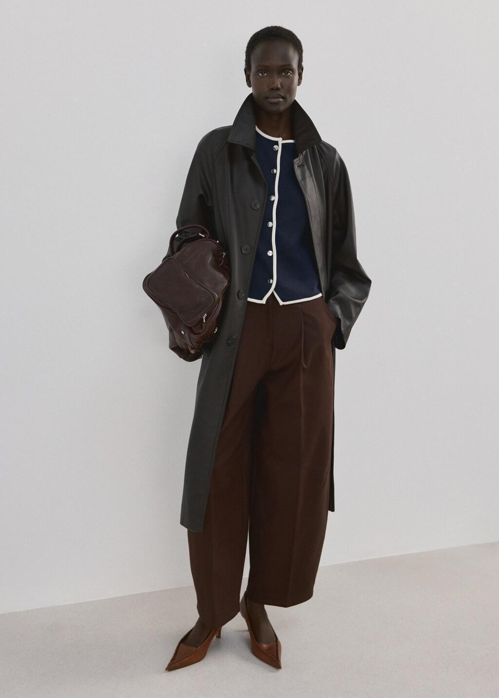 Navy Buttoned Cotton T-Shirt, Navy, large image number 0