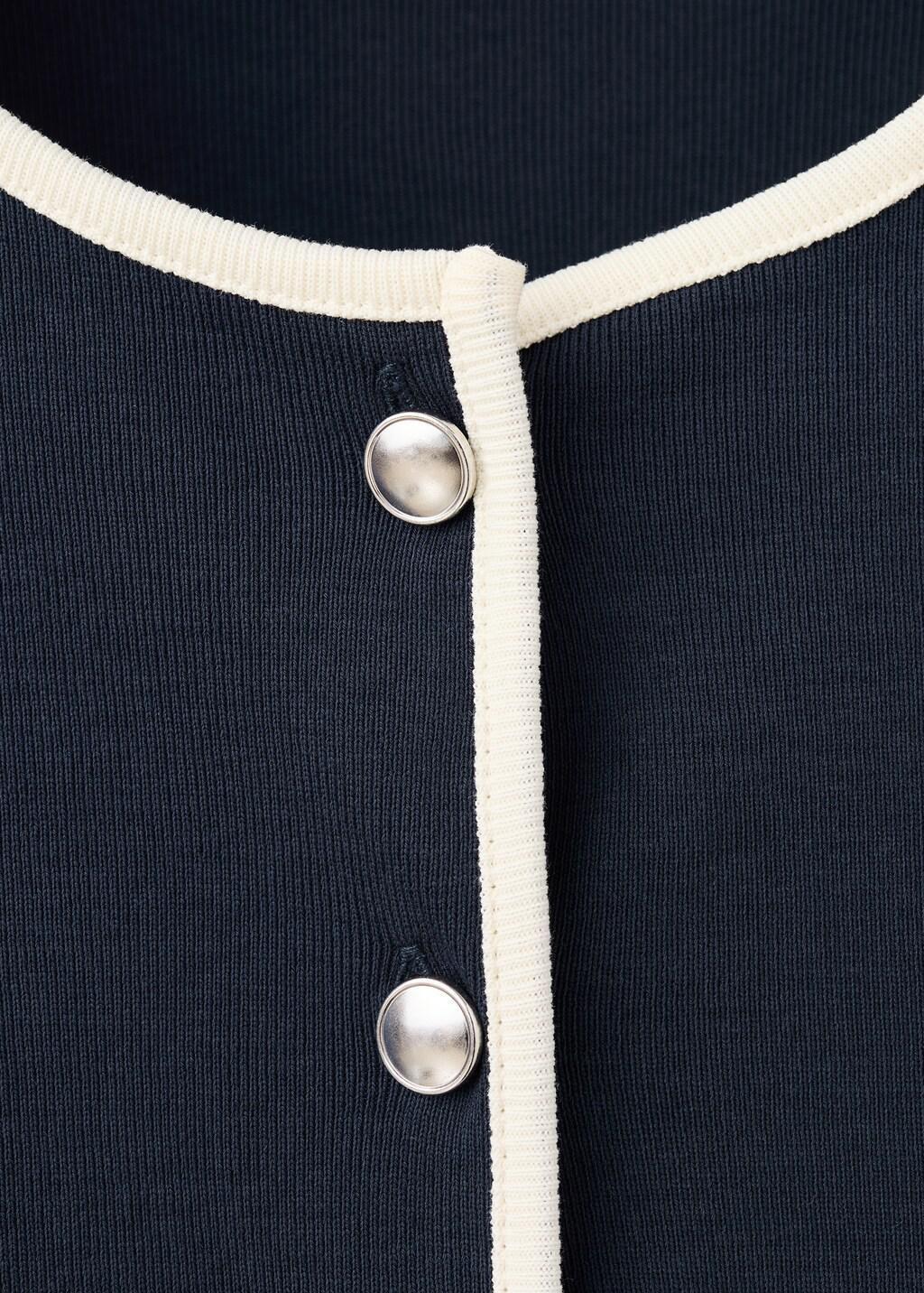 Navy Buttoned Cotton T-Shirt, Navy, large image number 1