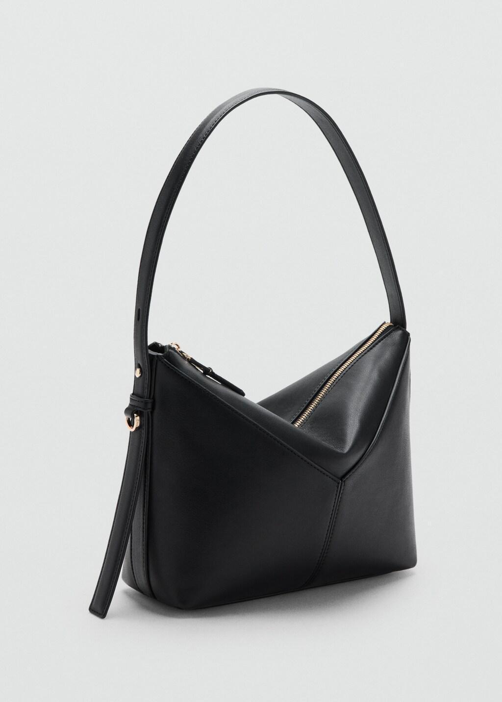 Black Adjustable Strap Shoulder Bag, Black, large image number 1