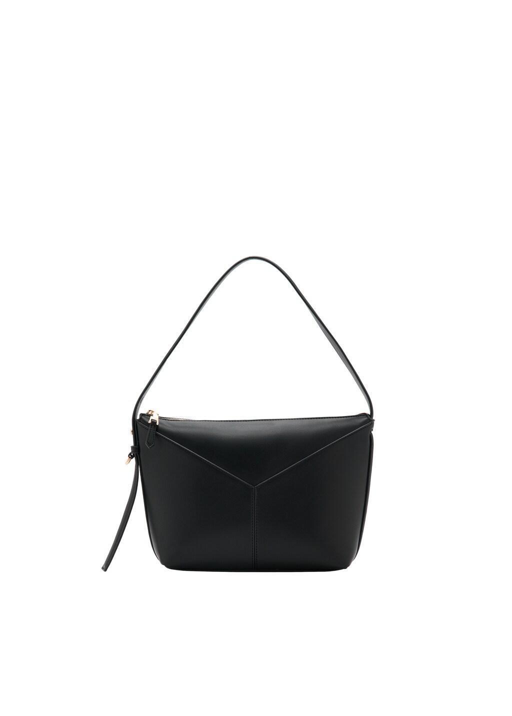 Black Adjustable Strap Shoulder Bag, Black, large image number 3