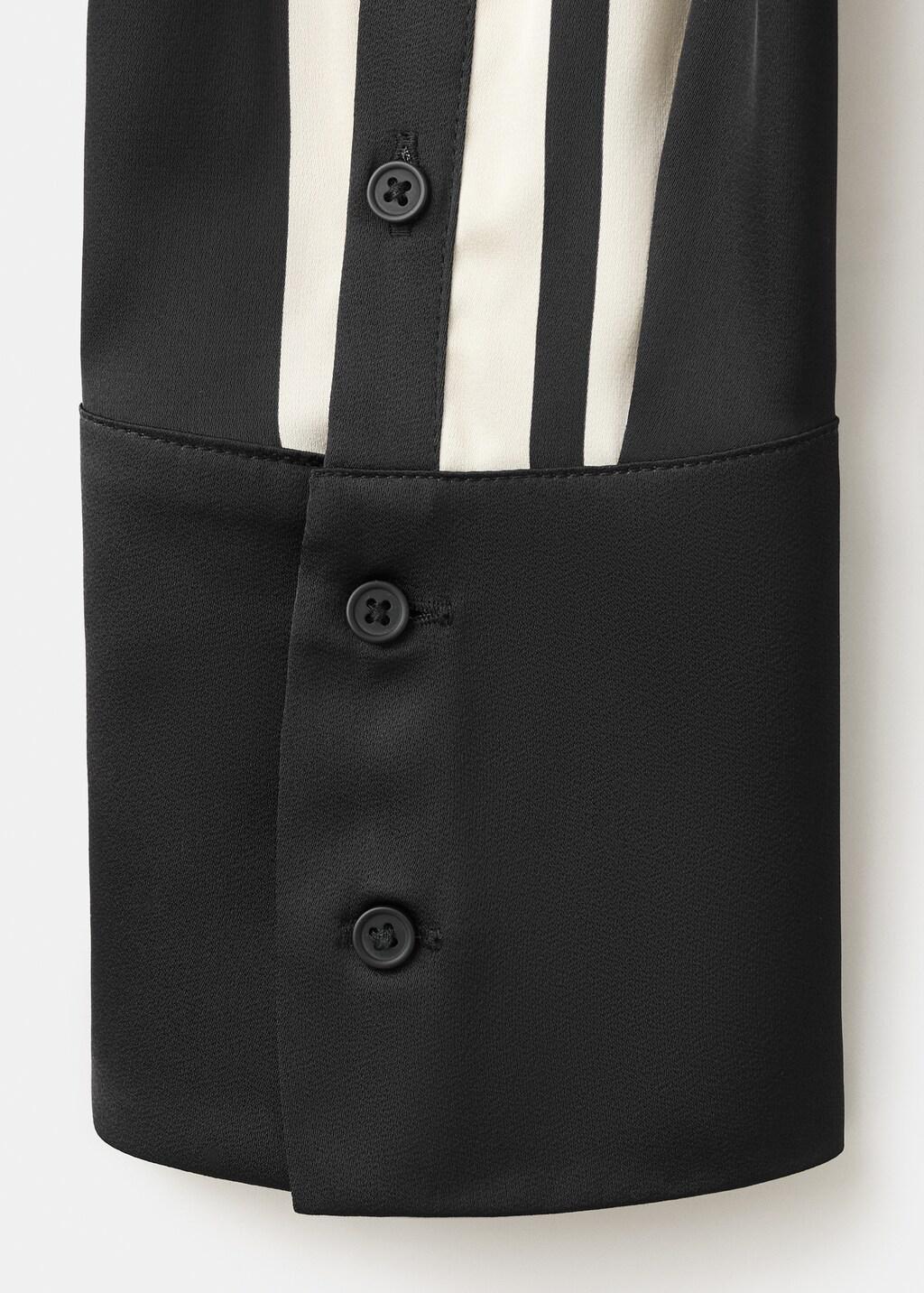 Black Satin Print Blouse, Black, large image number 1