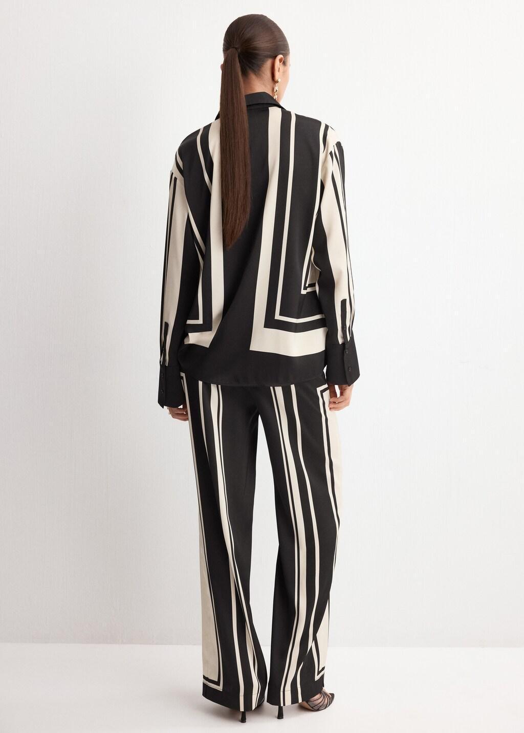 Black Satin Print Blouse, Black, large image number 2