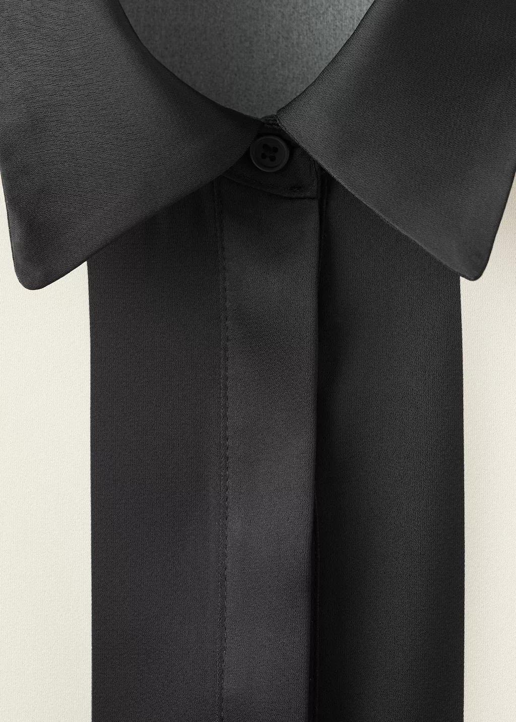 Black Satin Print Blouse, Black, large image number 5