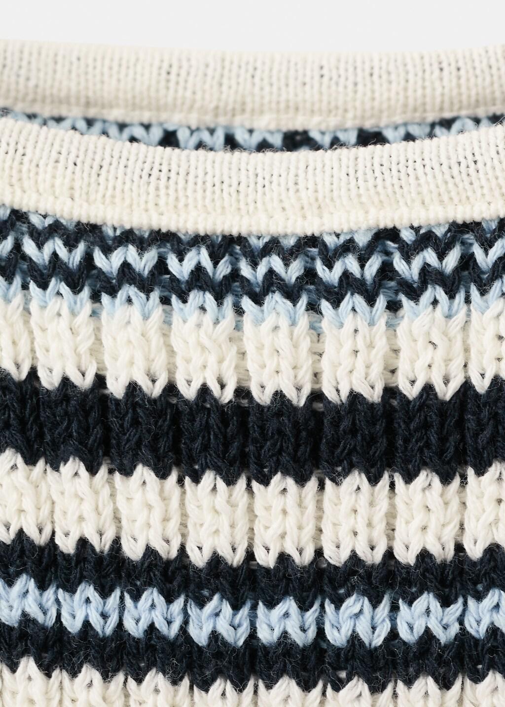 Blue Striped Knitted Fitted Top, Medium Blue, large image number 4