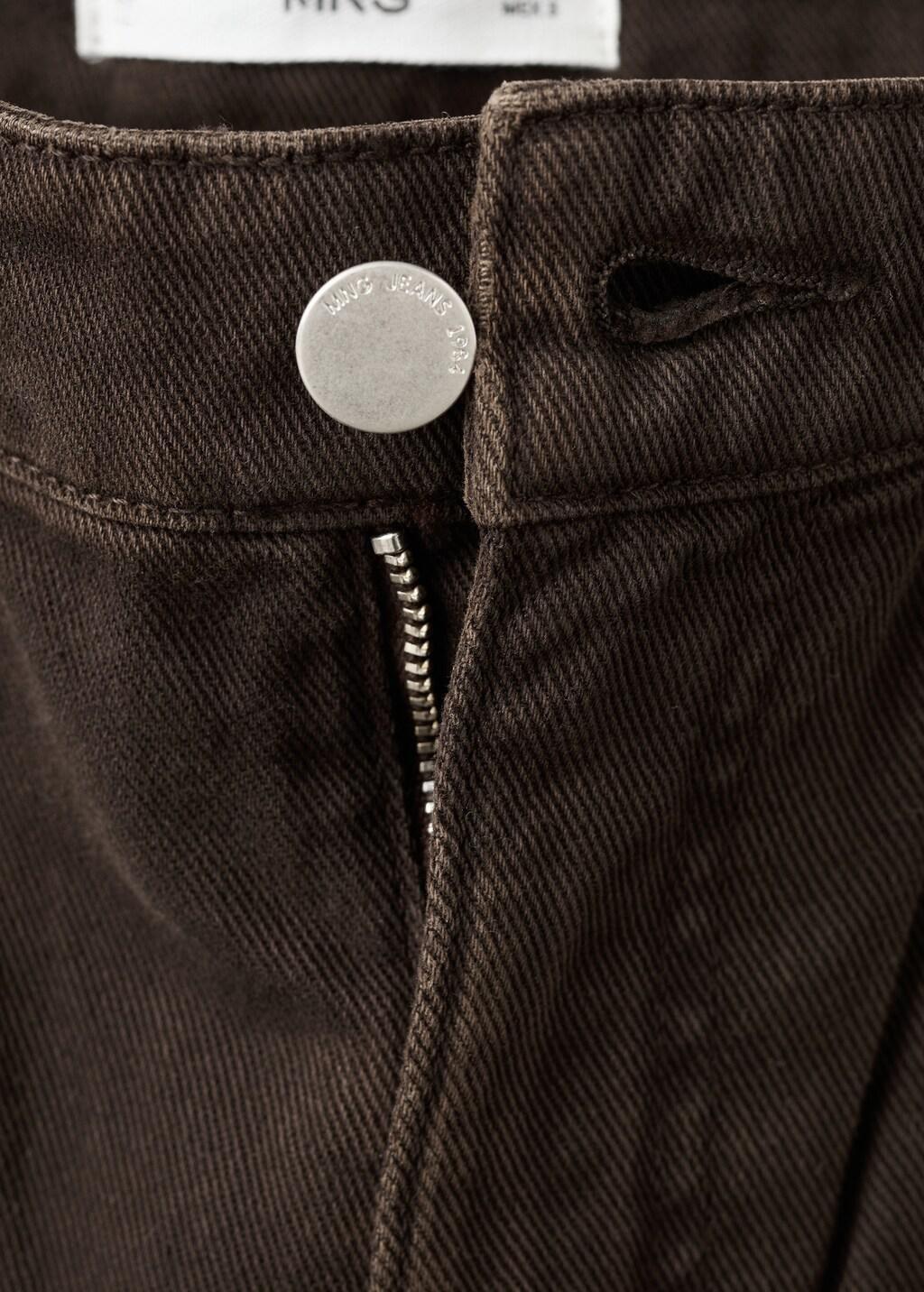 Brown Wide Leg Studded Jeans, Dark Brown, large image number 5