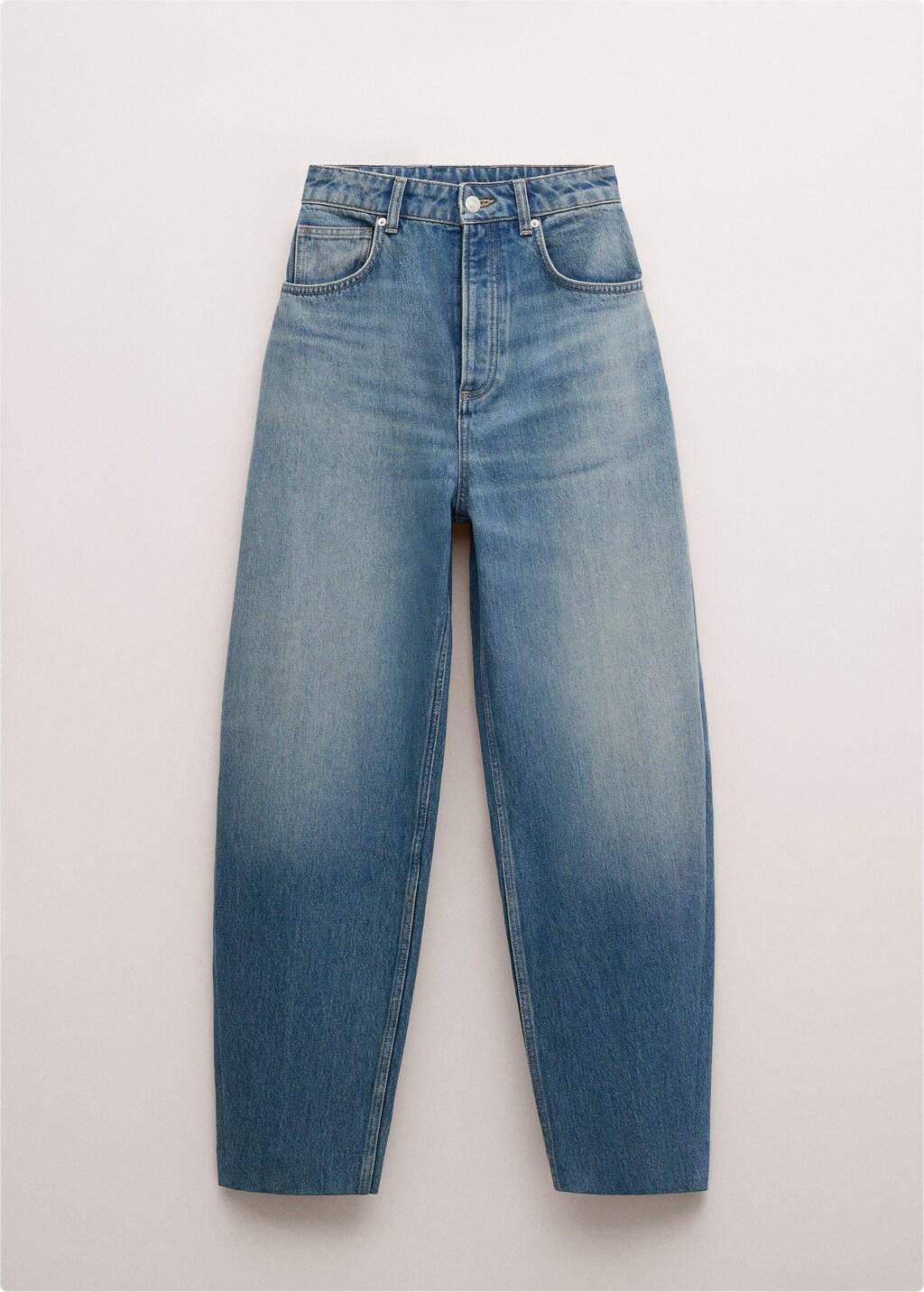 Blue High-Rise Balloon Jeans, Open Blue, large image number 7