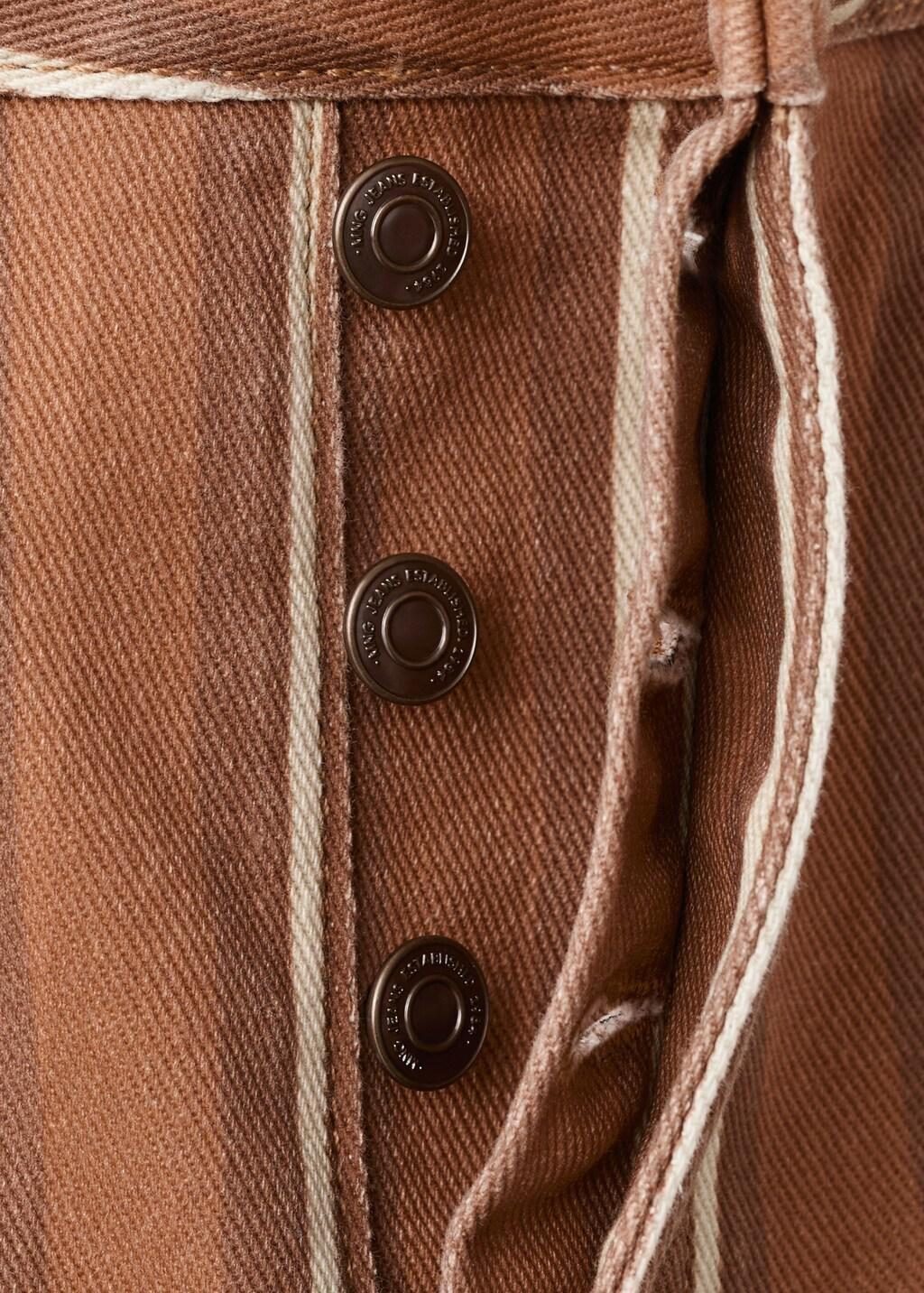 Brown Straight Striped Jeans, Medium Brown, large image number 5