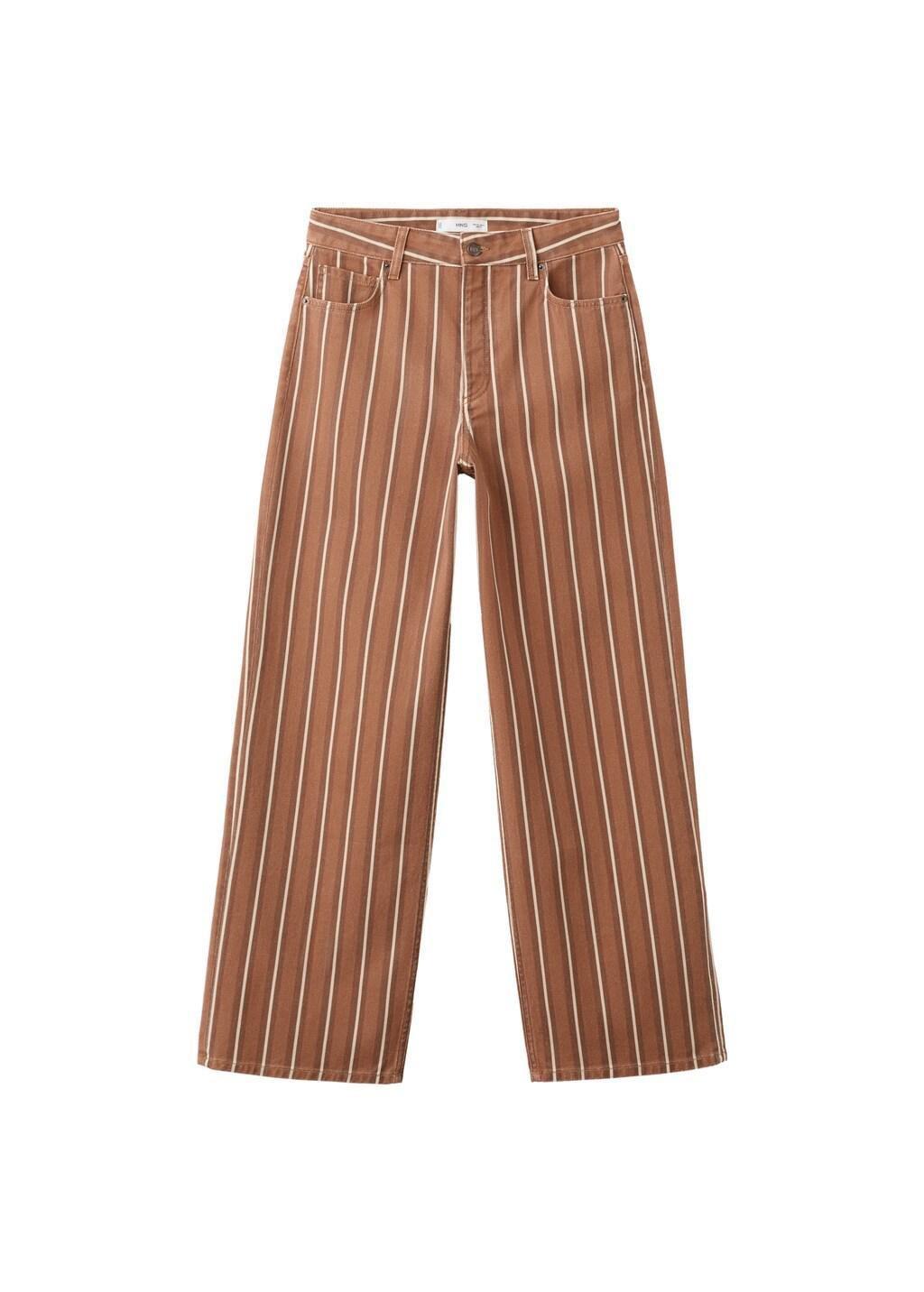 Brown Straight Striped Jeans, Medium Brown, large image number 6