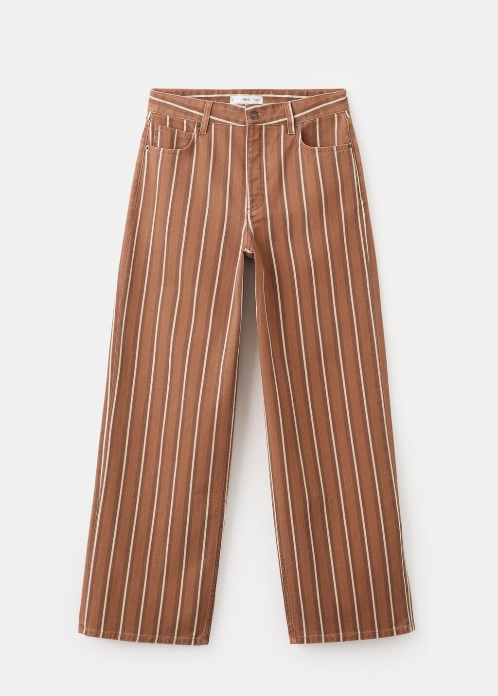 Brown Straight Striped Jeans, Medium Brown, large image number 7