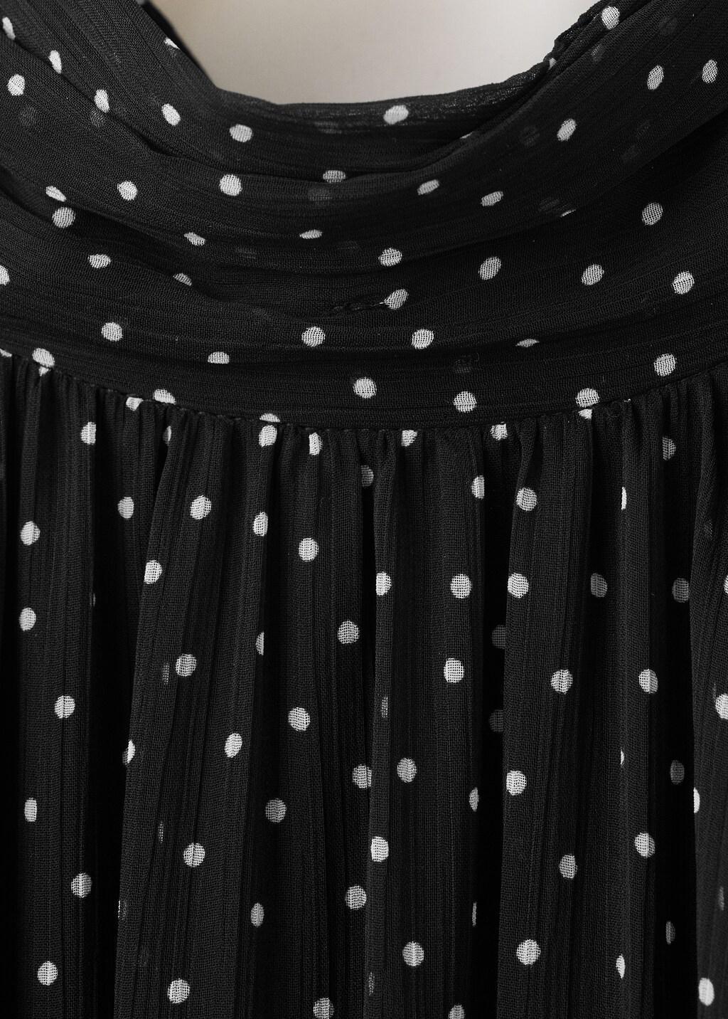 Black Polka Dot Dress With Puffed Sleeves, Black, large image number 4