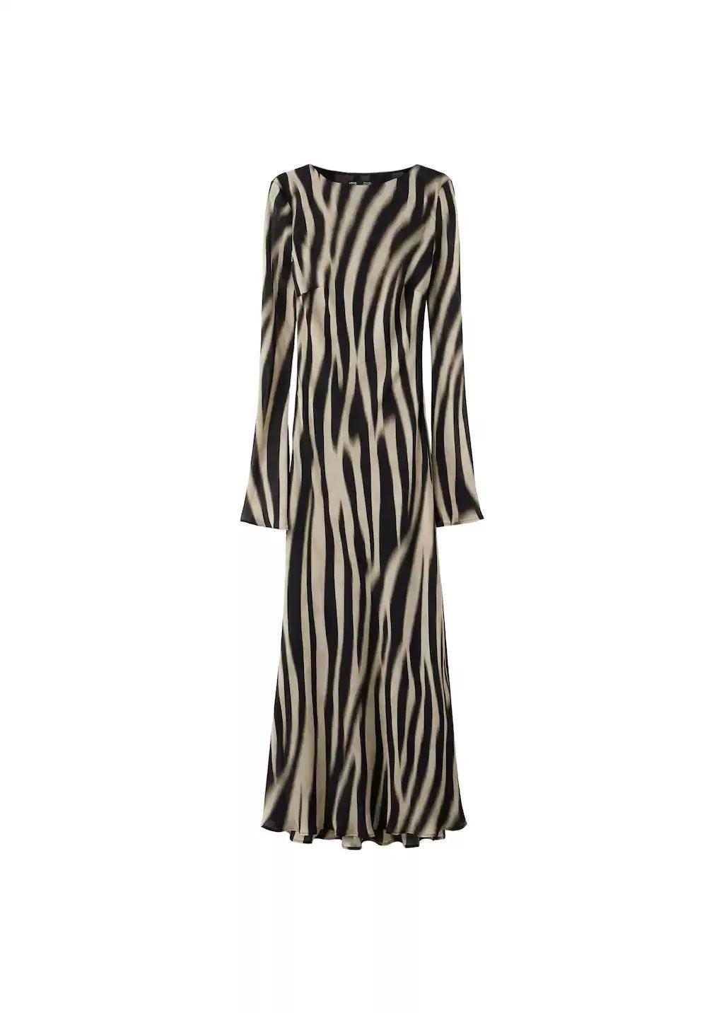 Black A-Line Animal-Print Dress, 0201_99, large image number 6