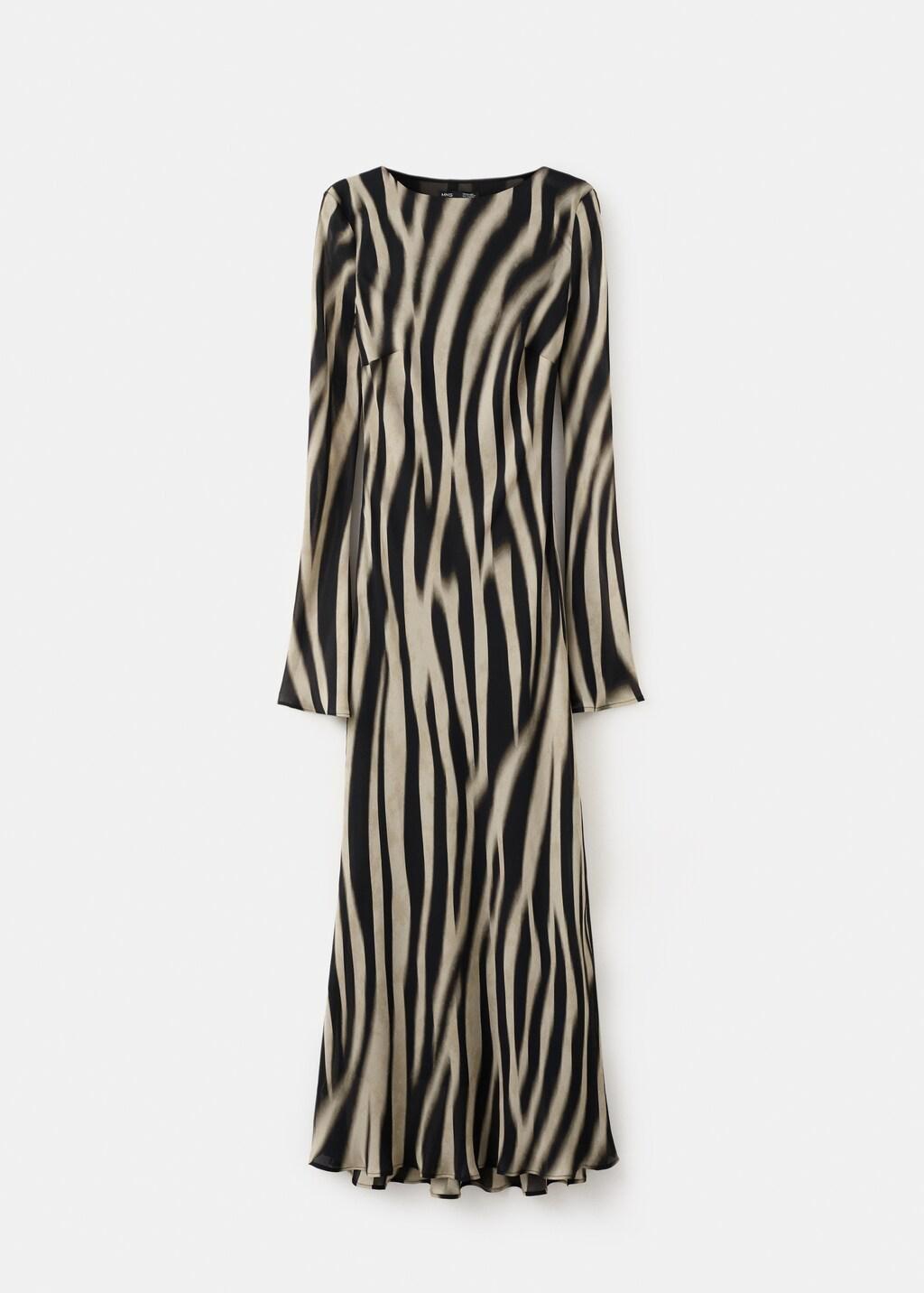 Black A-Line Animal-Print Dress, 0201_99, large image number 7