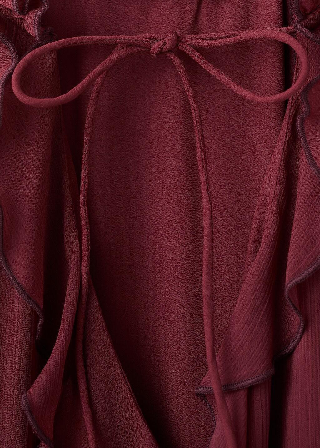 Burgundy Long Ruffled Dress, Dark Red, large image number 1