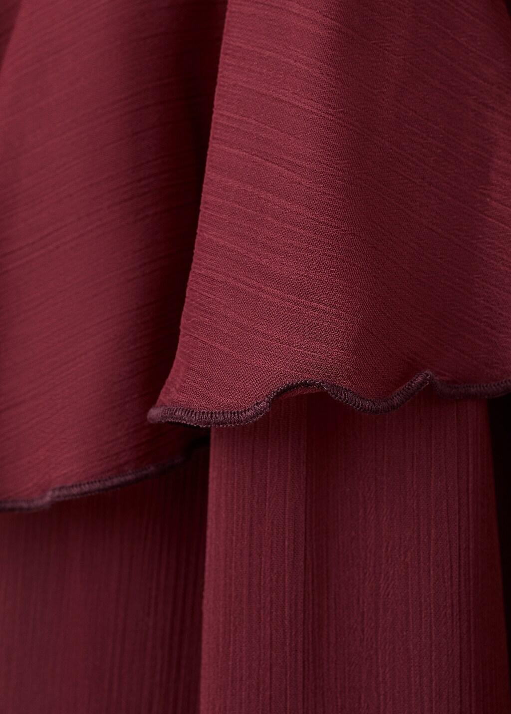 Burgundy Long Ruffled Dress, Dark Red, large image number 5