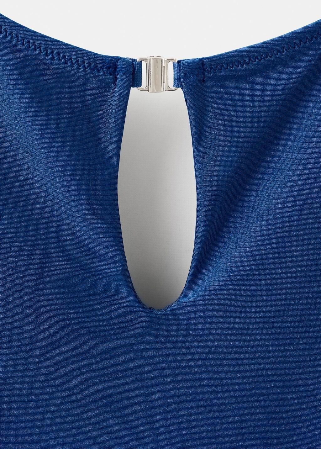 Navy Swimsuit With Slit Neckline, Navy, medium