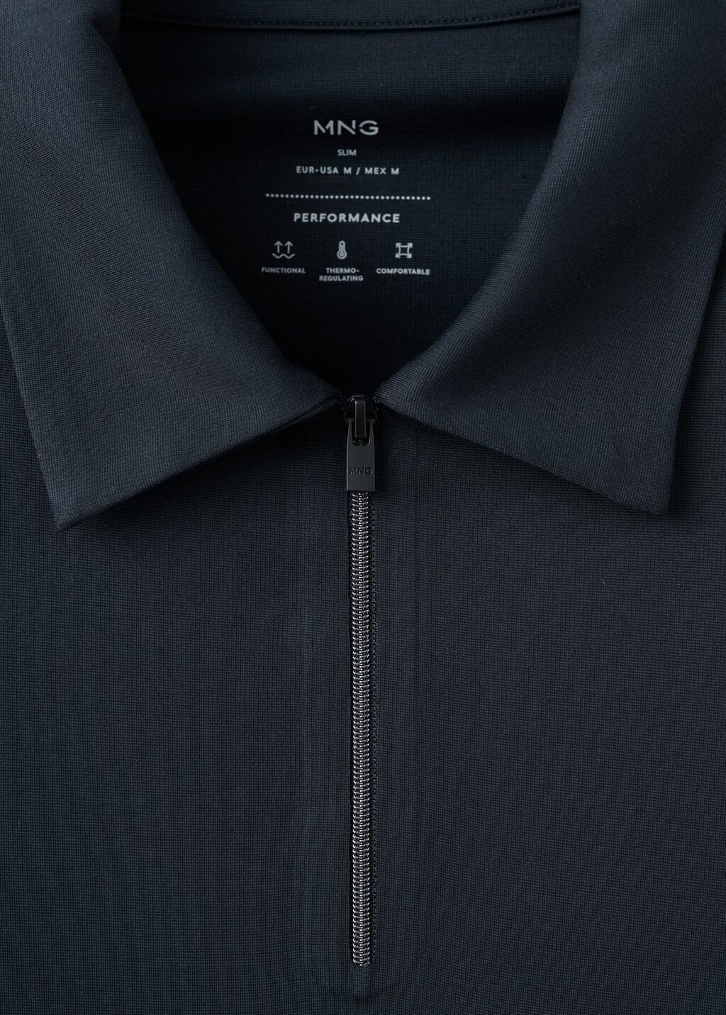 Navy Comfort Stretch Zip Polo, 0201_56, medium