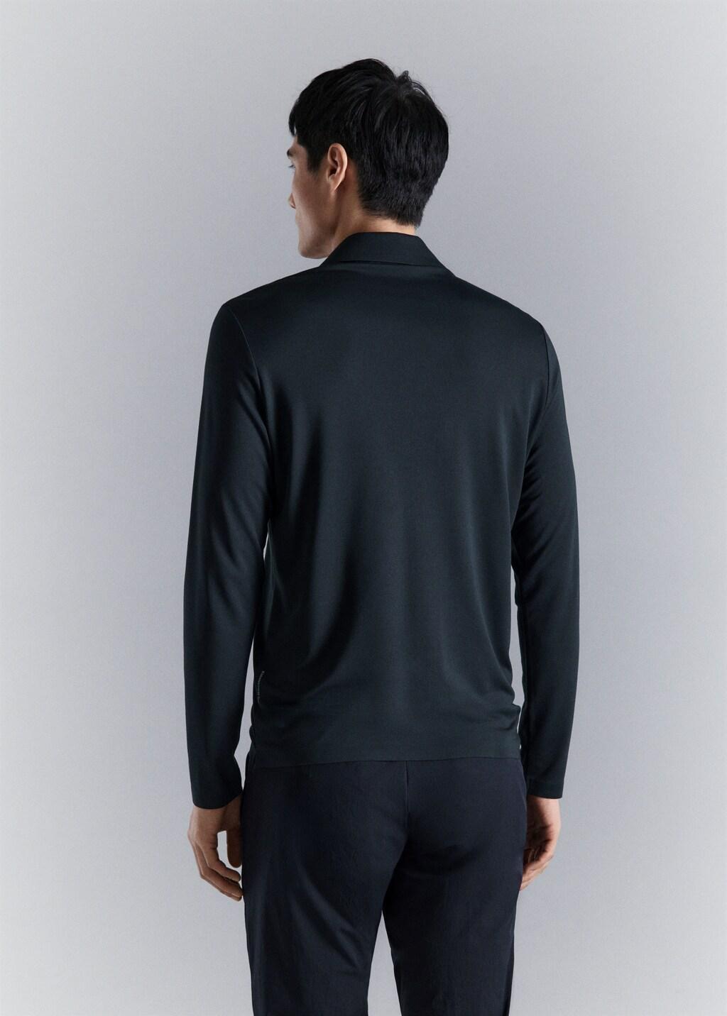 Navy Comfort Stretch Zip Polo, 0201_56, medium