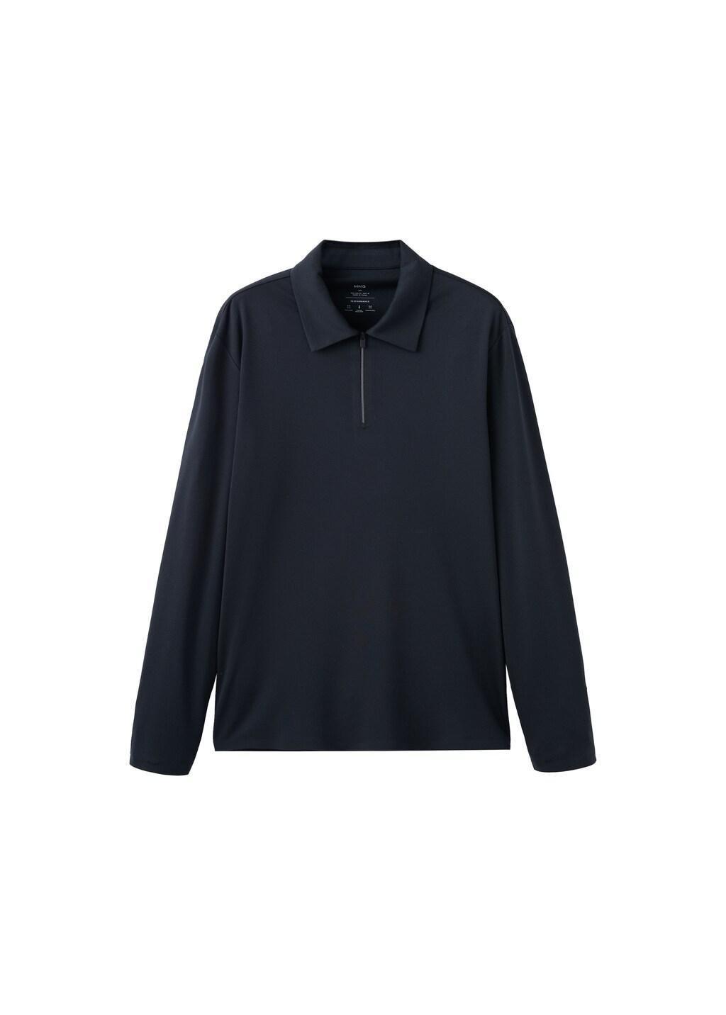 Navy Comfort Stretch Zip Polo, 0201_56, large image number 6