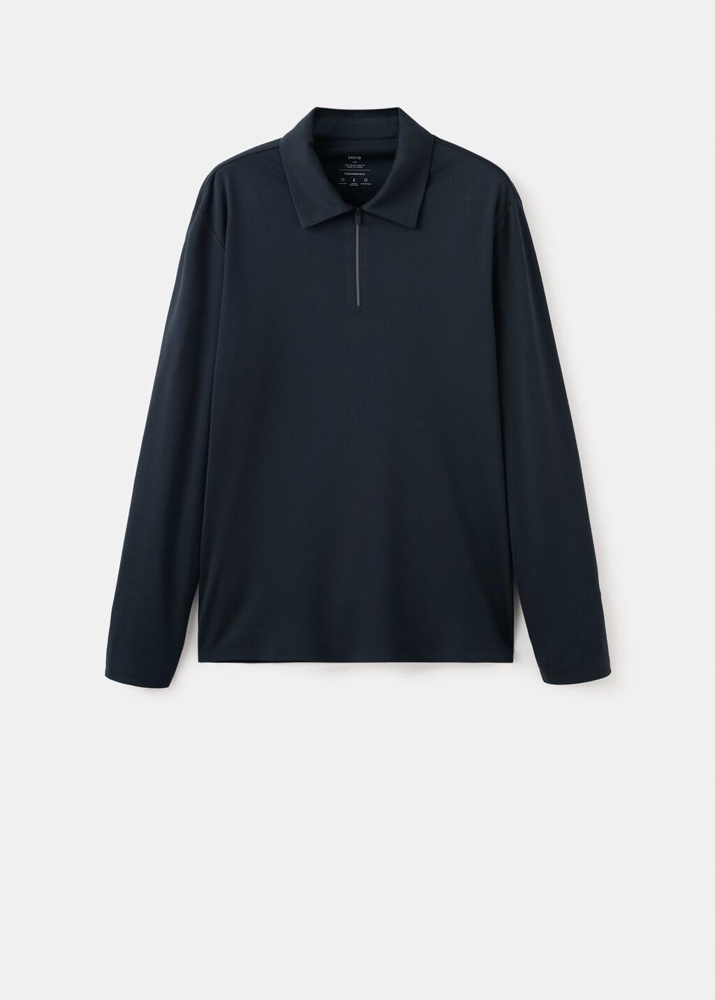Navy Comfort Stretch Zip Polo, 0201_56, large image number 7