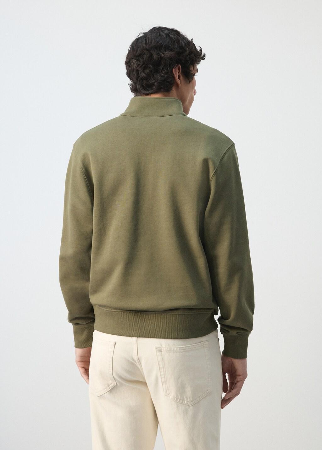 Green 100% Cotton Zip-Neck Sweatshirt, Dark Green, large image number 2