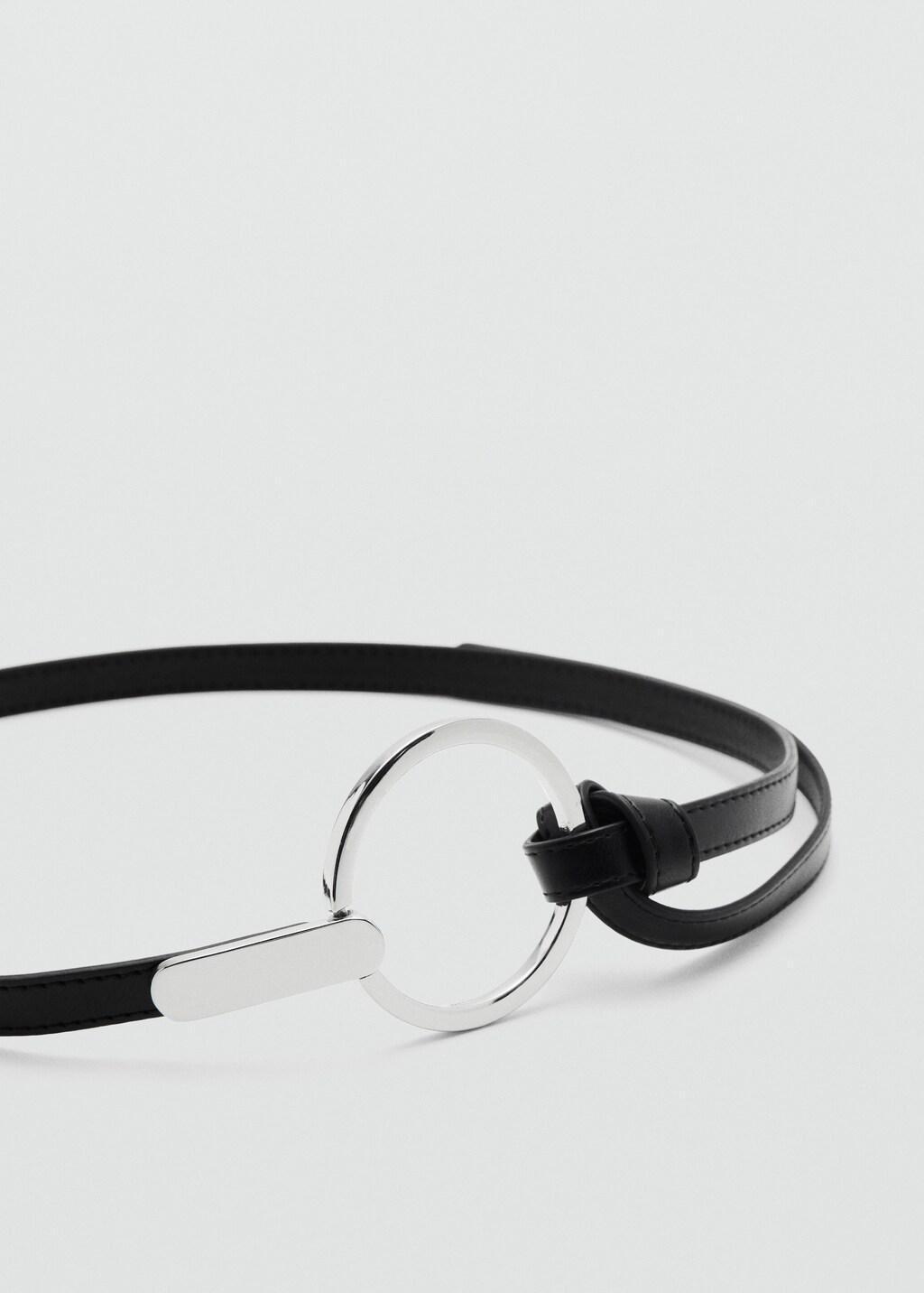 Black Thin Belt With Maxi-Buckle, Black, large image number 0